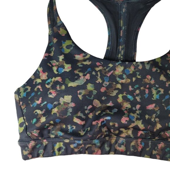 Athleta Contender Leopard Sports Bra Small Mesh Pullover Ancient Forest #446803 - Picture 2 of 8